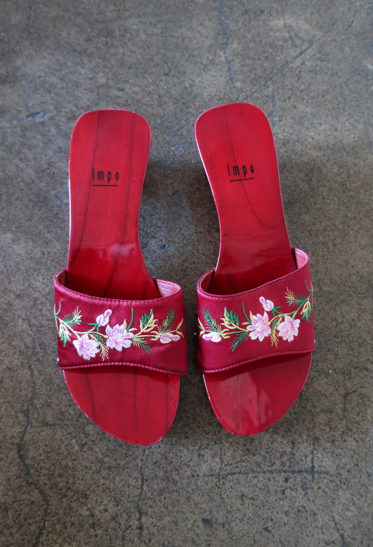 Red Satin Mule Clogs Staple & Hue