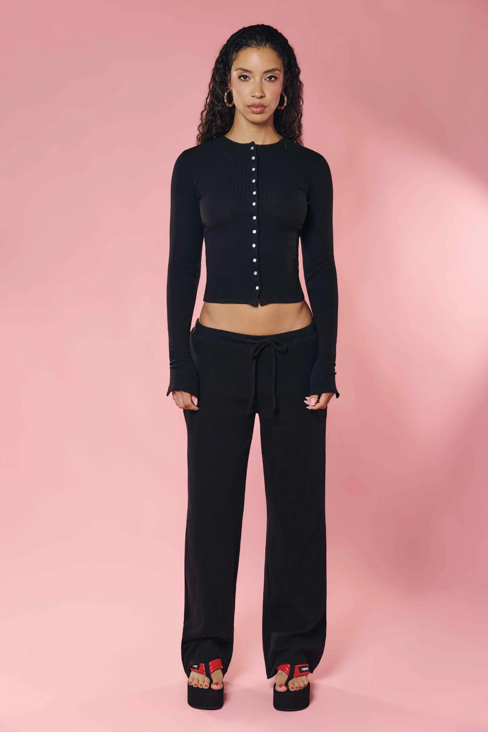 Rib Knit Pant Black Staple & Hue