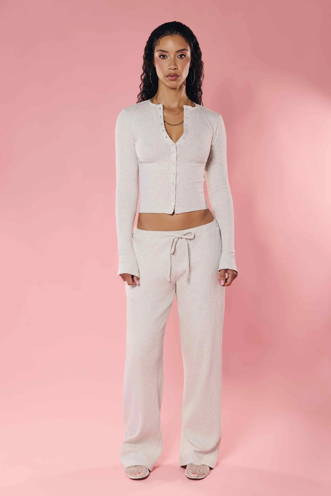 Rib Knit Pant Grey Marle Staple & Hue