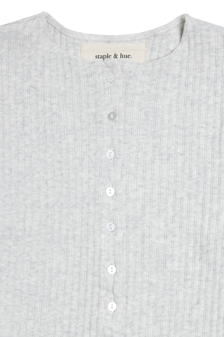 Rib Knit Cardigan Grey Marle Staple & Hue