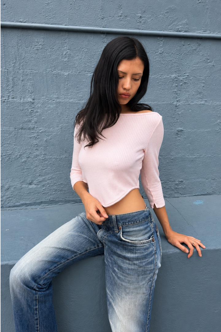 Waffle Top Baby Pink