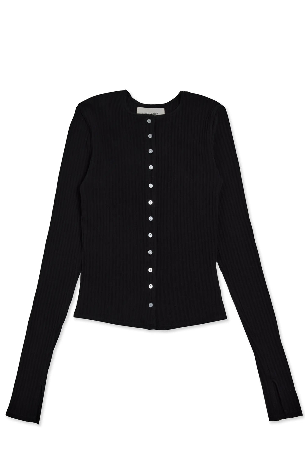 Rib Knit Cardigan Black Staple & Hue