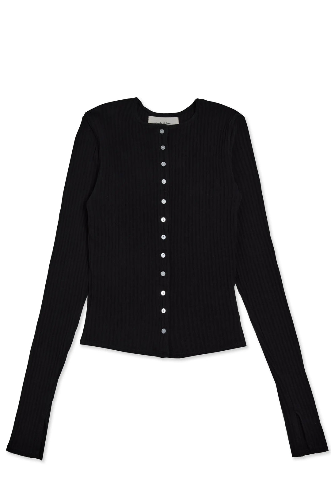 Rib Knit Cardigan Black Staple & Hue