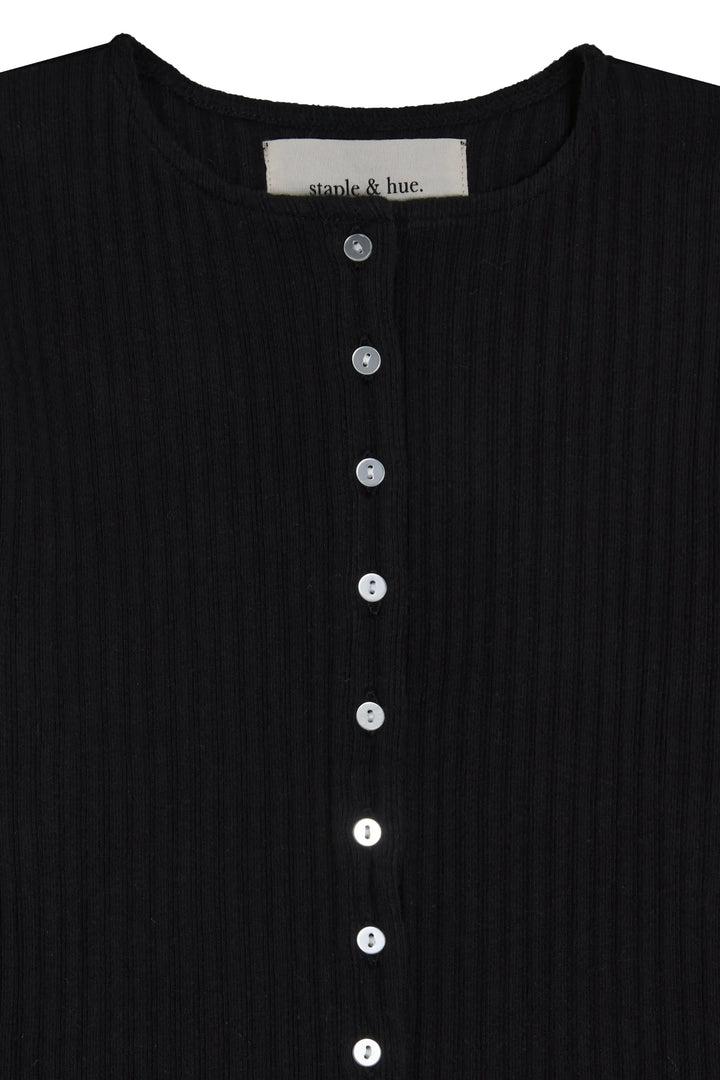 Rib Knit Cardigan Black Staple & Hue