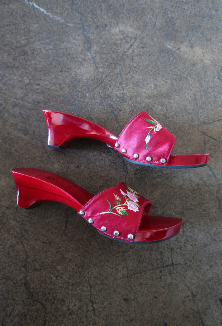 Red Satin Mule Clogs Staple & Hue