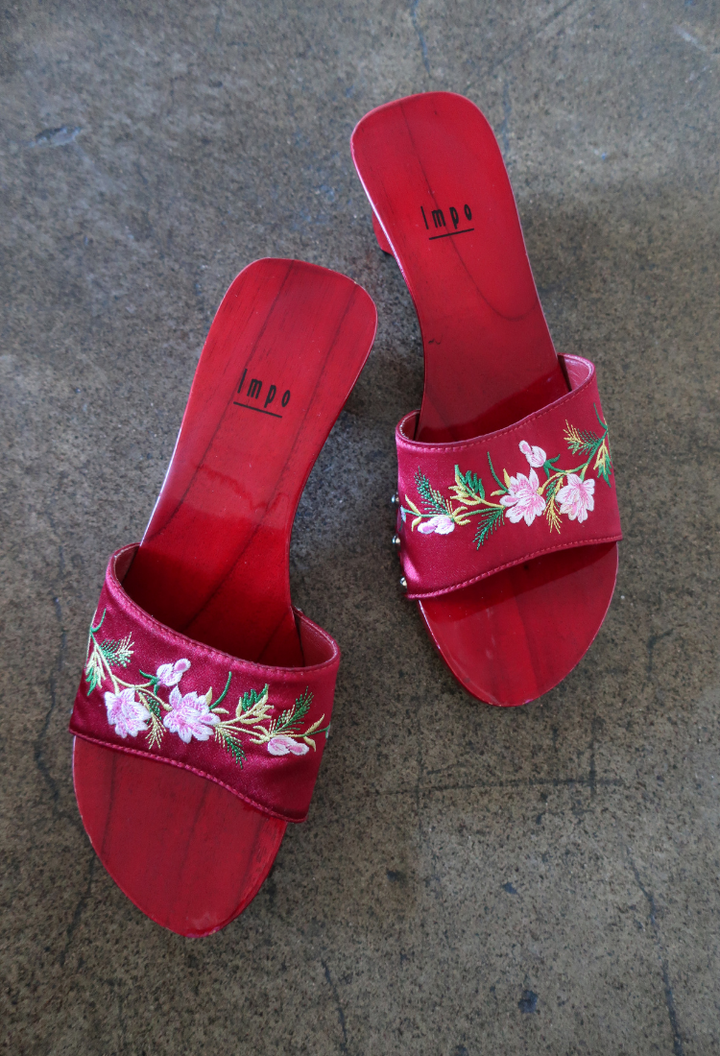 Red Satin Mule Clogs Staple & Hue