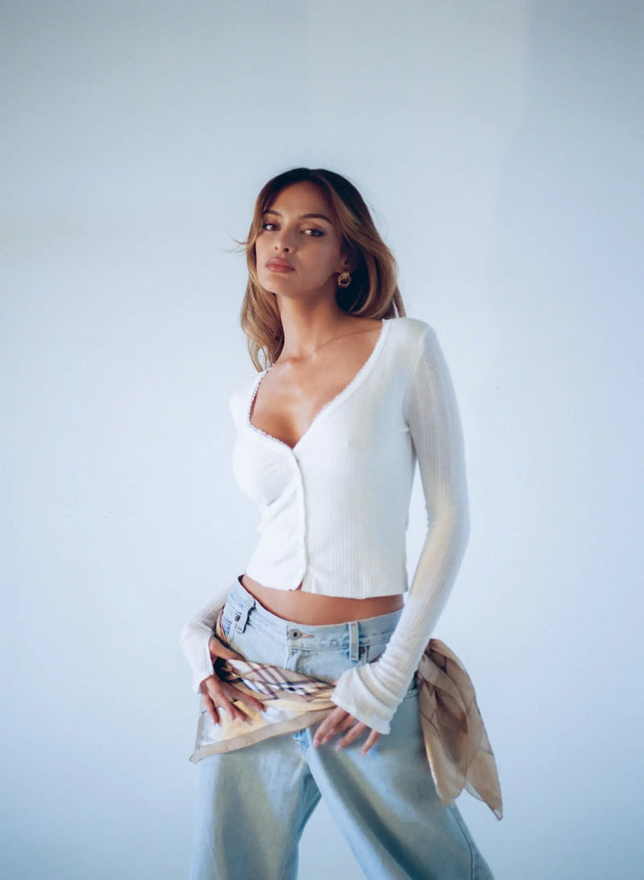 Pointelle Cardi Staple & Hue