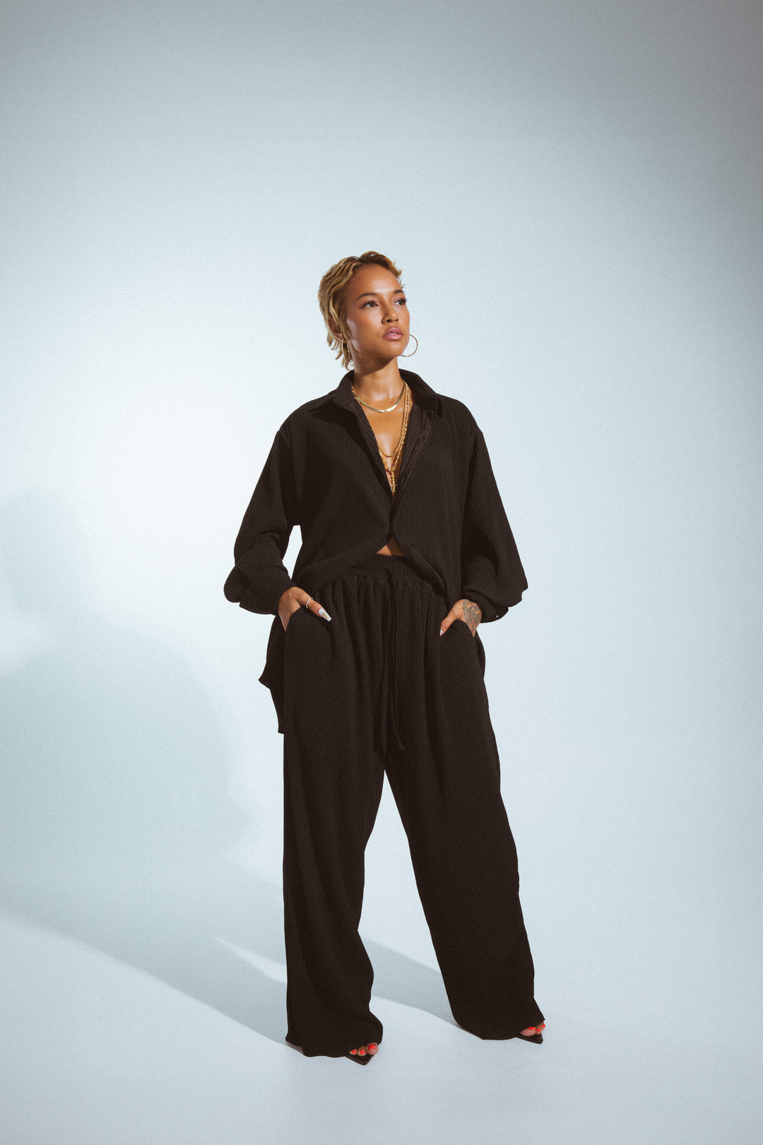 Soft Pleat Pant | Black Staple & Hue