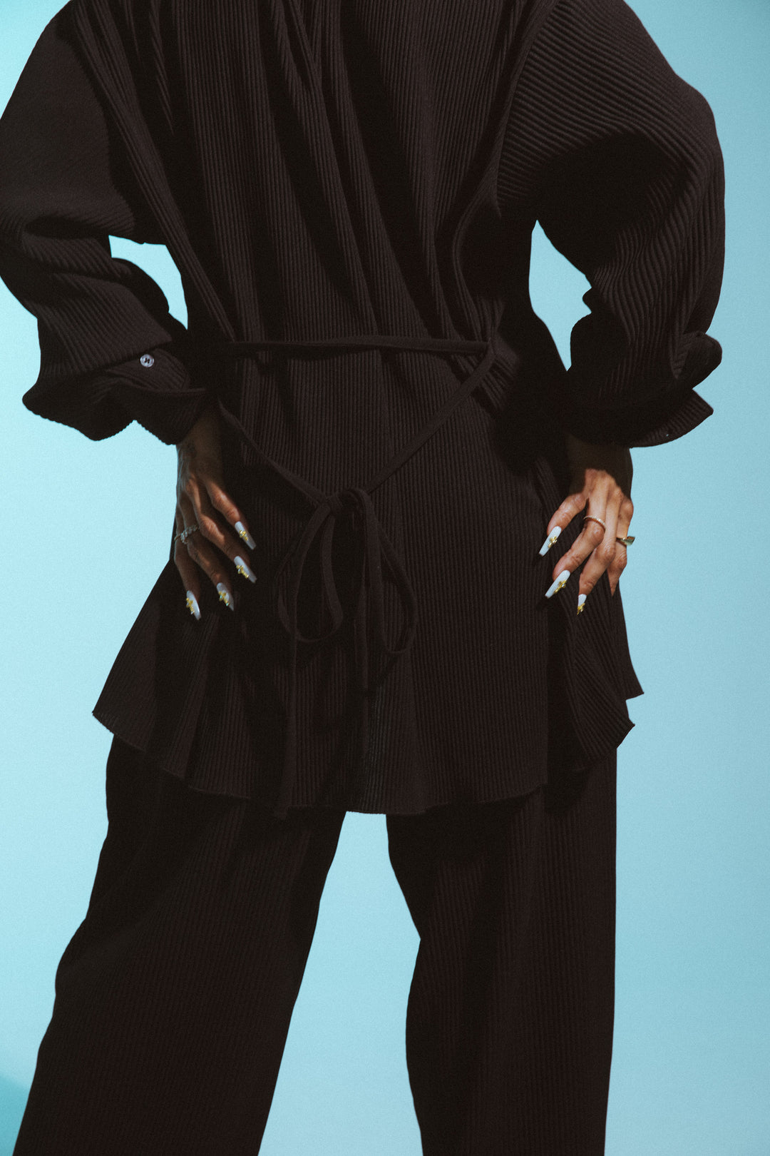 Karrueche x S&H Pleated Shirt | Black