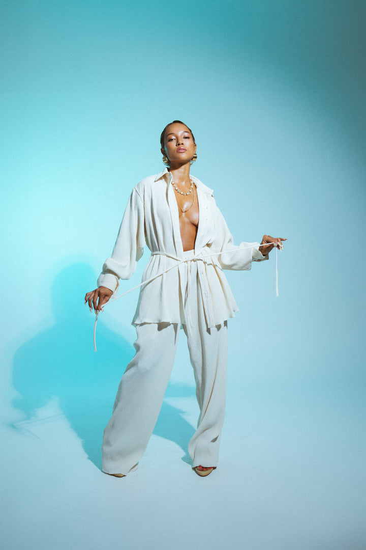 Karrueche x S&H Pleated Pant | Vanilla