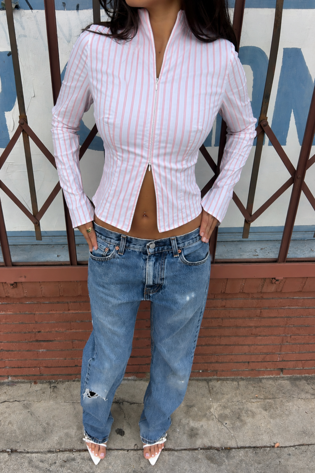 Tailored Pinstripe Shirt Baby Pink