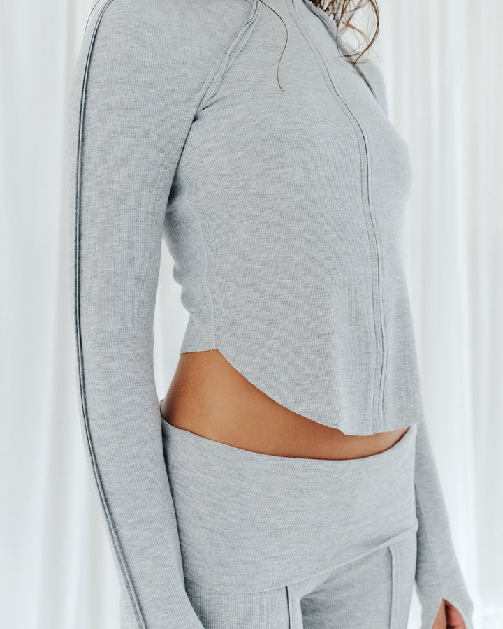 Rib Raglan Long Sleeve | Grey Staple & Hue