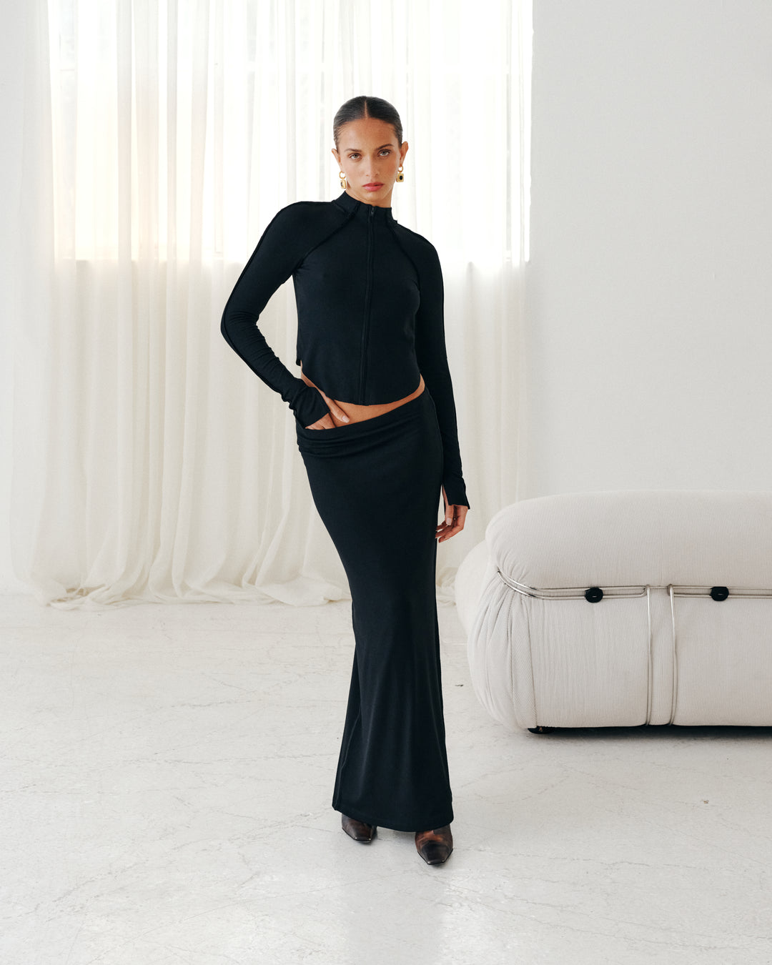 Rib Maxi Skirt | Black Staple & Hue