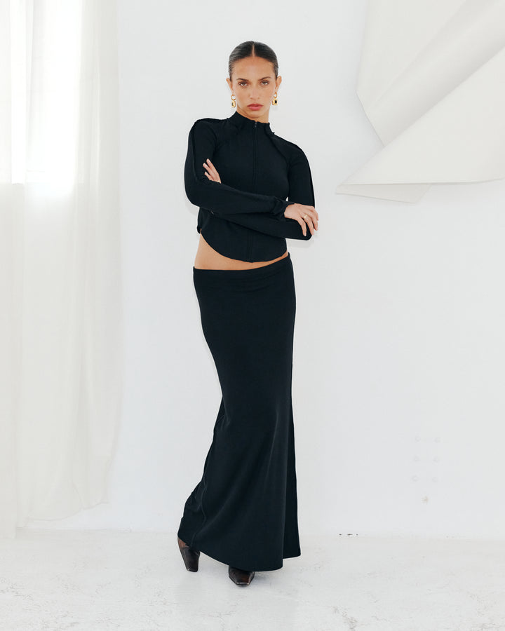 Rib Maxi Skirt | Black Staple & Hue