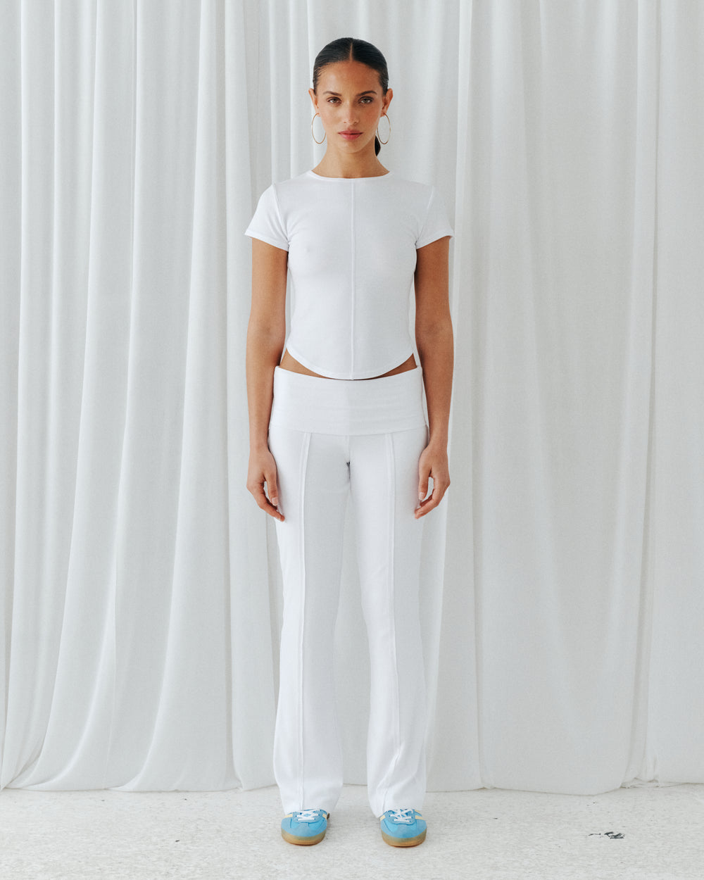 Rib Foldover Pant | White Staple & Hue