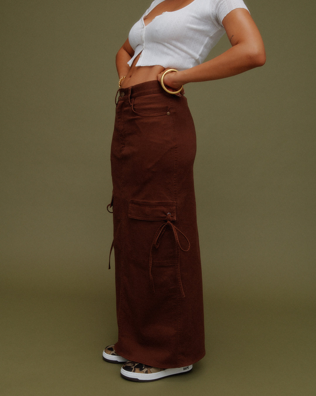 Cargo Maxi Skirt  Chocolate – Staple & Hue