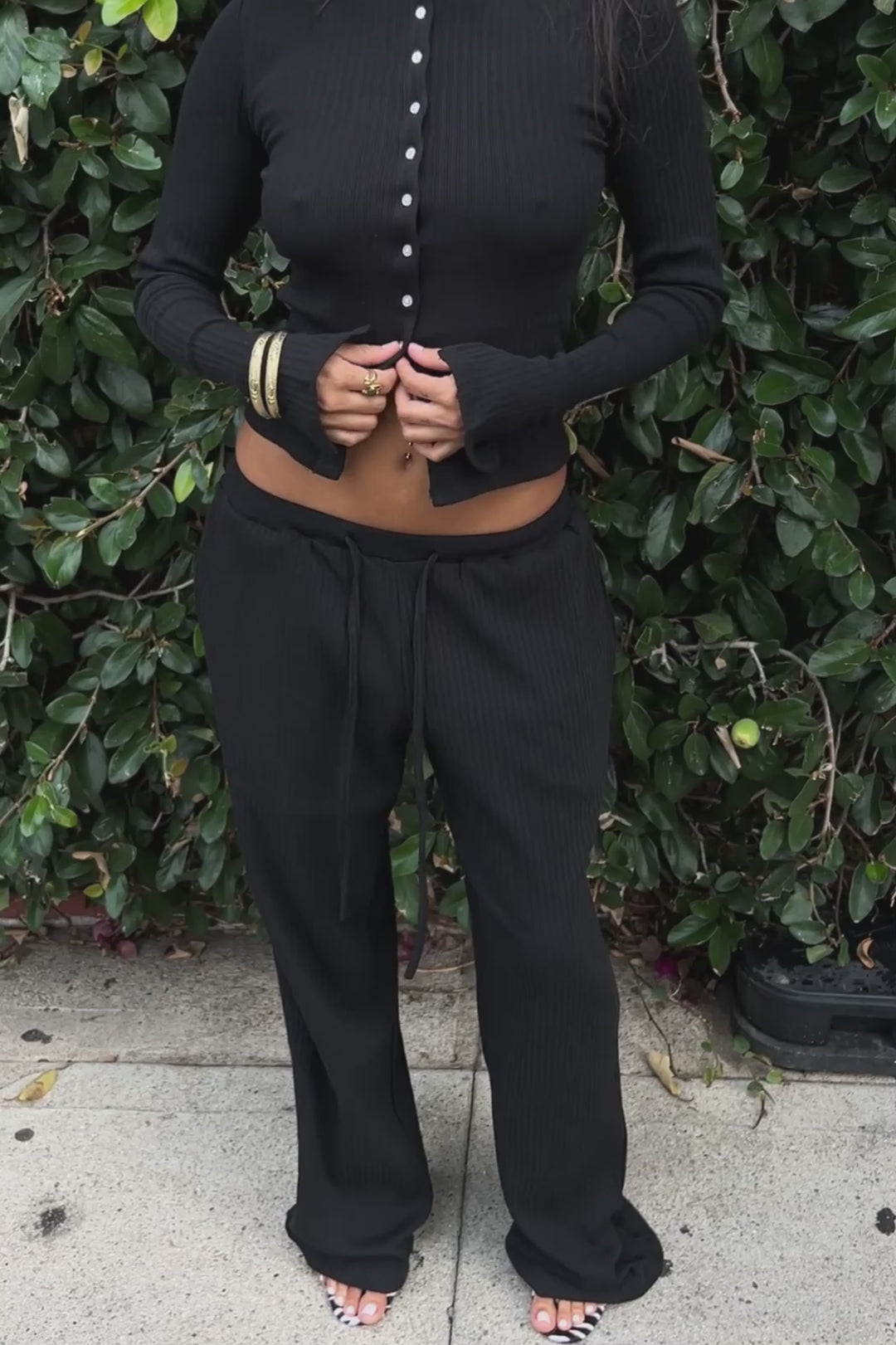 Rib Knit Pant Black