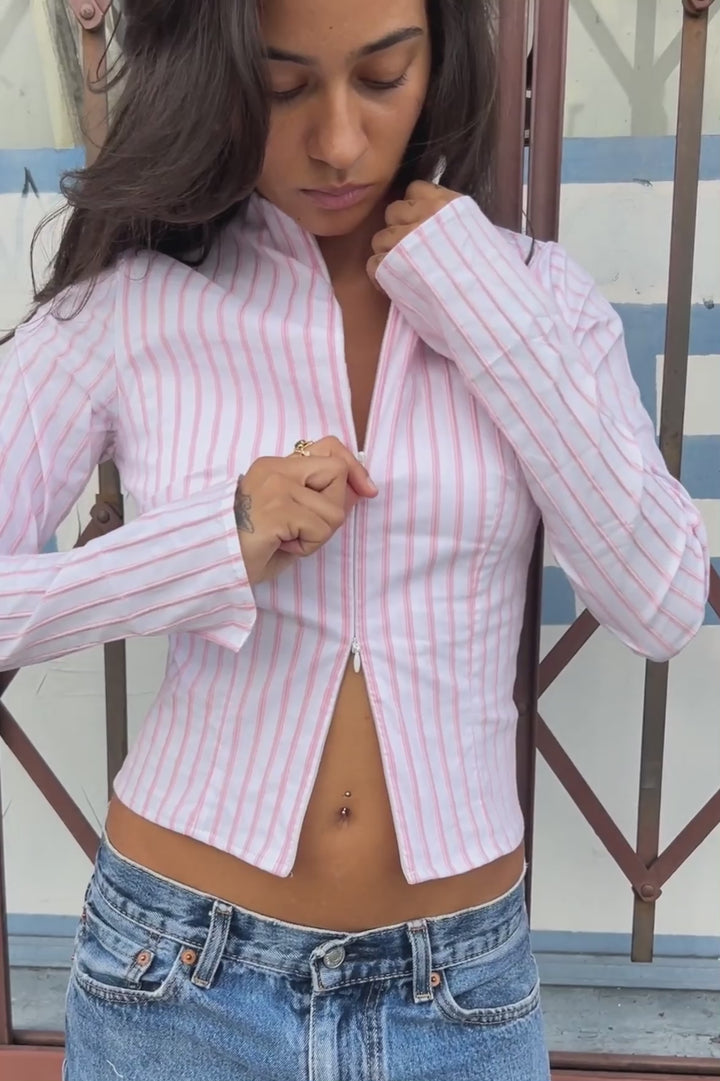 Tailored Pinstripe Shirt Baby Pink